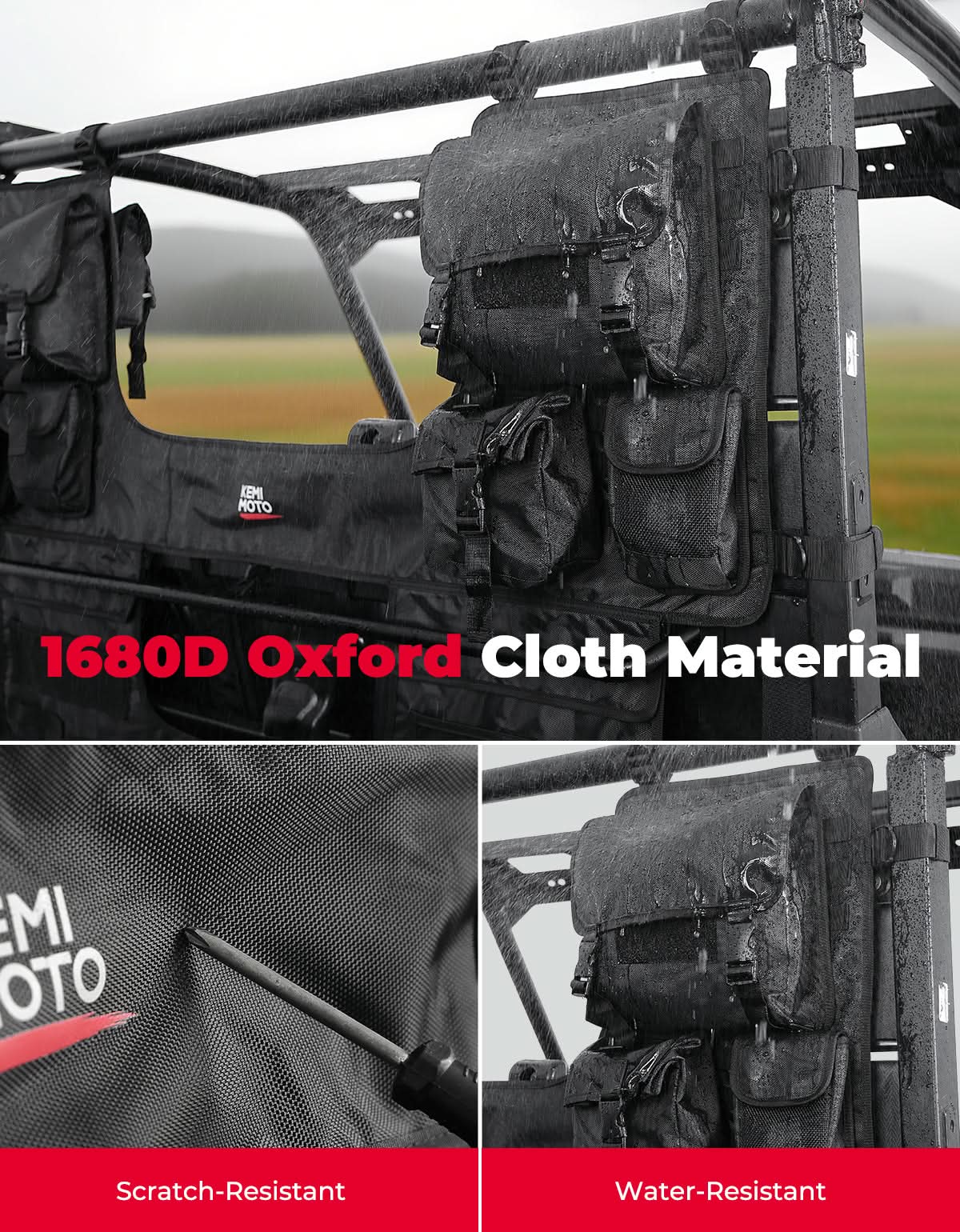 UTV Tool Bag Rack Heavy Duty Canvas Seat Back Rack for Polaris Ranger | Can Am | CFMOTO