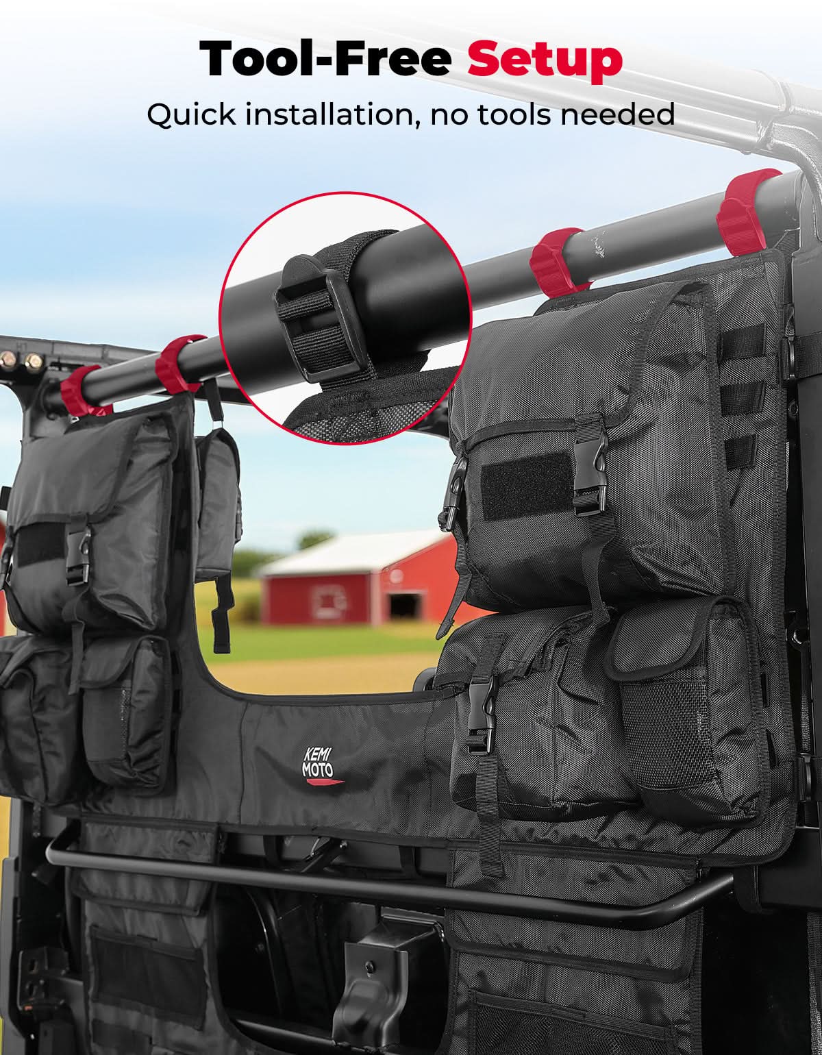 UTV Tool Bag Rack Heavy Duty Canvas Seat Back Rack for Polaris Ranger | Can Am | CFMOTO