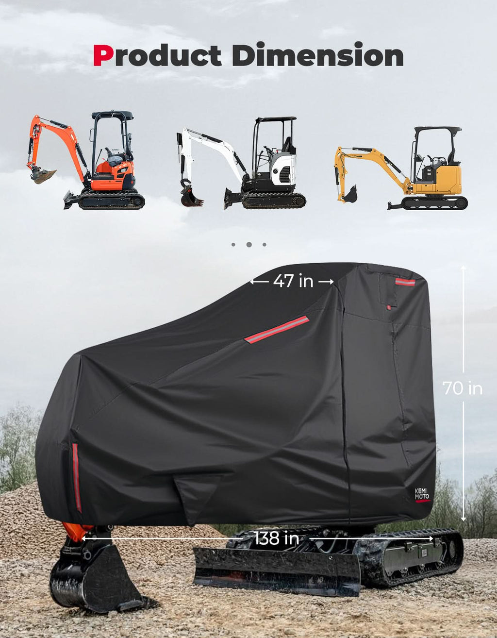 Mini Excavator Cover for Kubota U17, KX018-4 & Bobcat E17/E19/E20