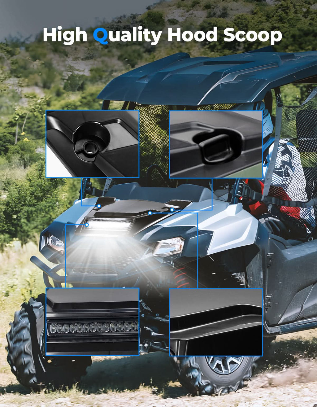 LED Turbo Hood Scoop for Pioneer 700 2P 4P 2014-2026