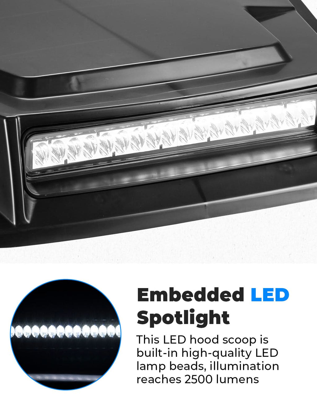 LED Turbo Hood Scoop for Pioneer 700 2P 4P 2014-2026