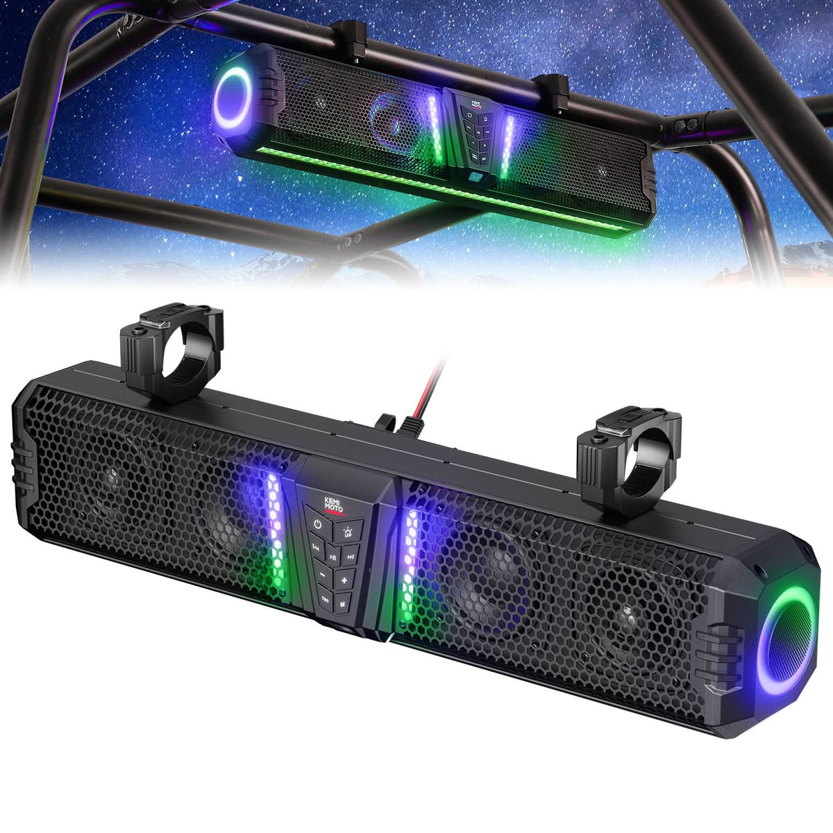 Midnight 60 Gen1.5 Metal UTV Soundbar 26" – Bluetooth & RGB Lights, Waterproof 2026 for Golf Cart/ATV/Polaris