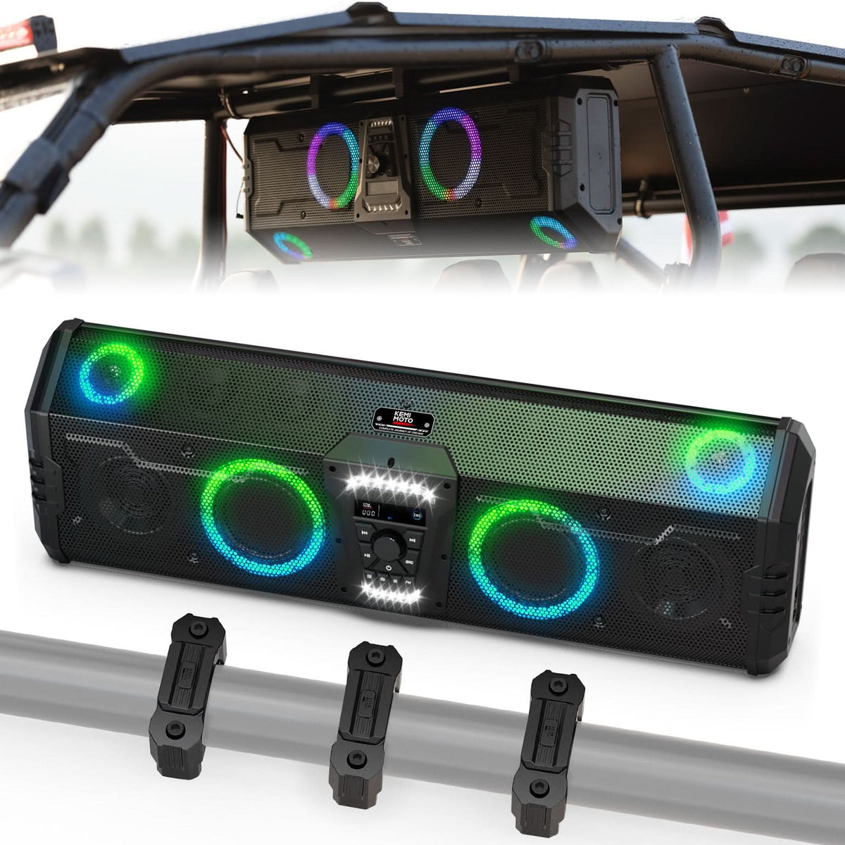 Midnight 90 Roof Soundbar For Can-am Polaris UTV Bluetooth 10 Speakers RGB Lights IP66 Waterproof Dustproof