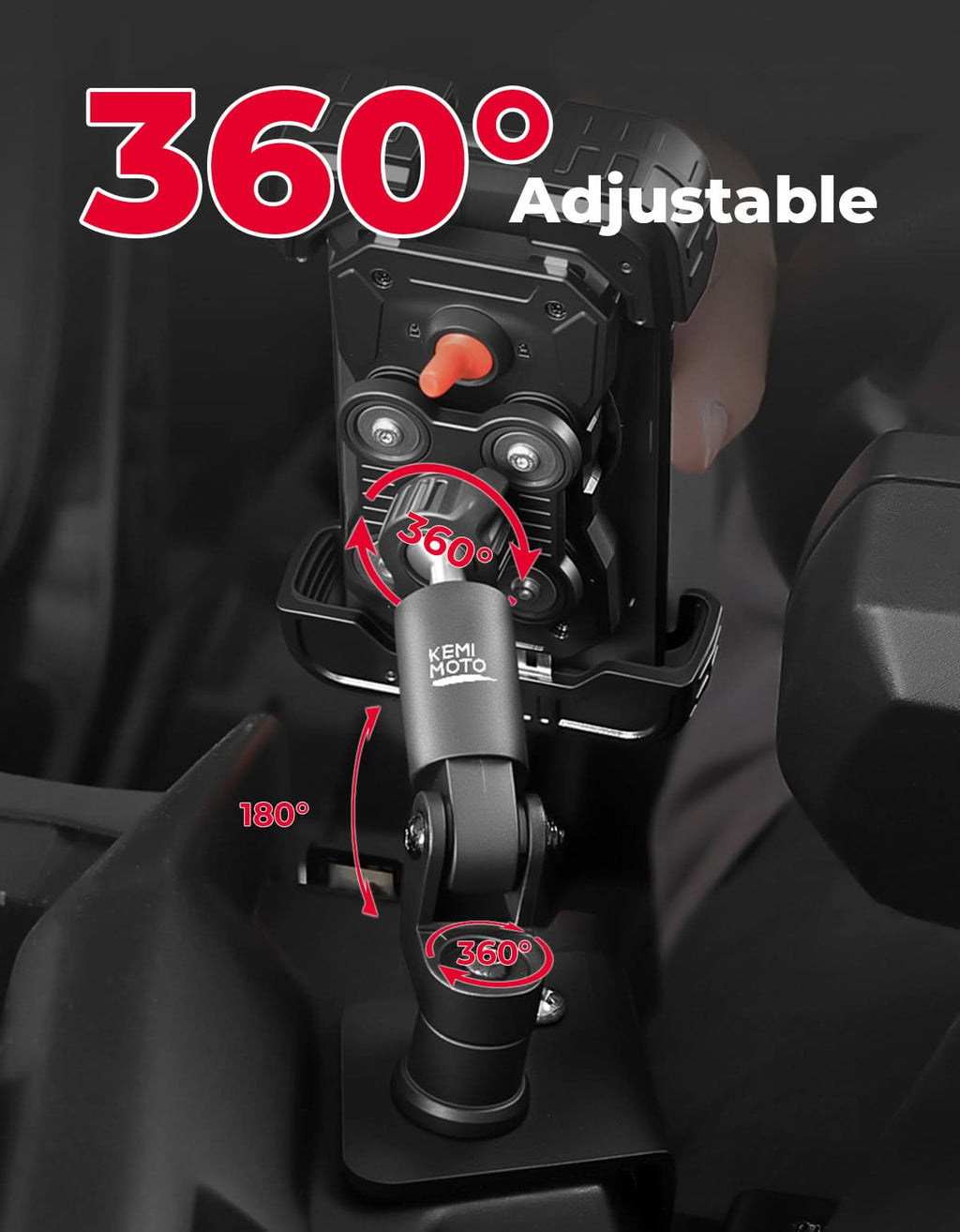 X3 Phone Mount Aluminum Anti-Vibration 360° Adjustable Holder for Can-Am Maverick X3 & Max