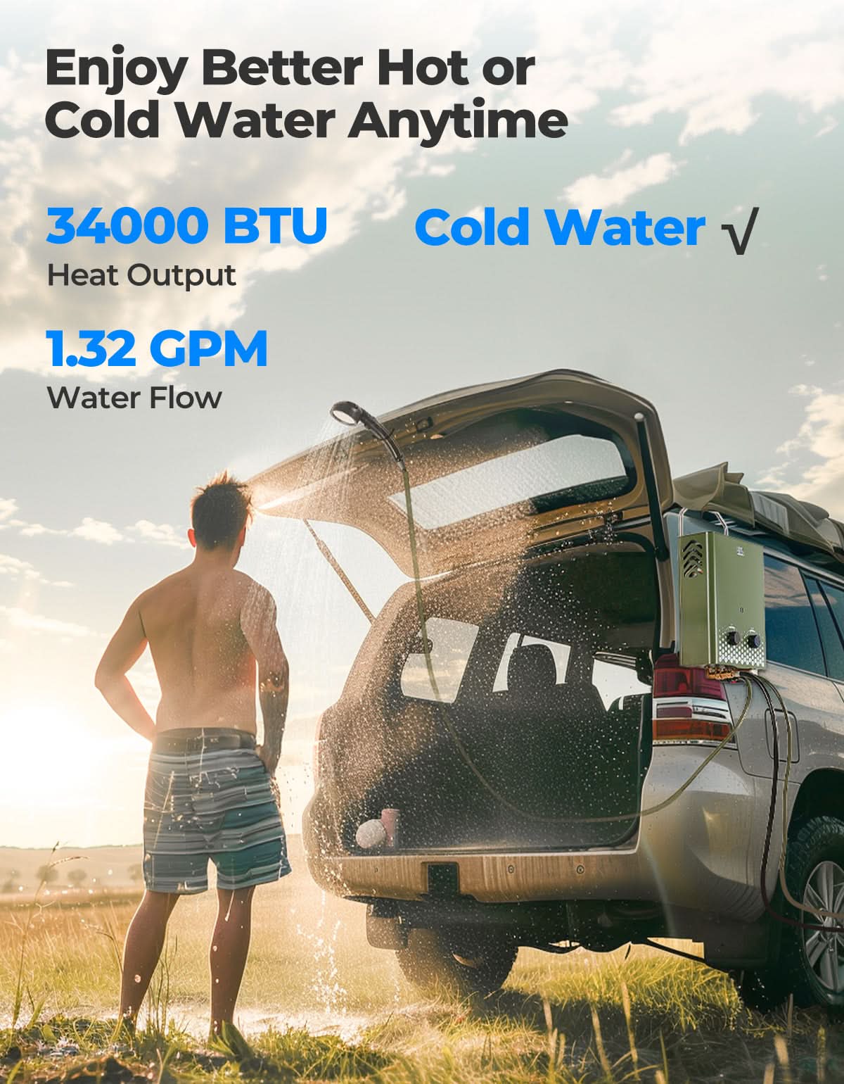 Tankless Water Heater, Outdoors 1.32GPM 5L