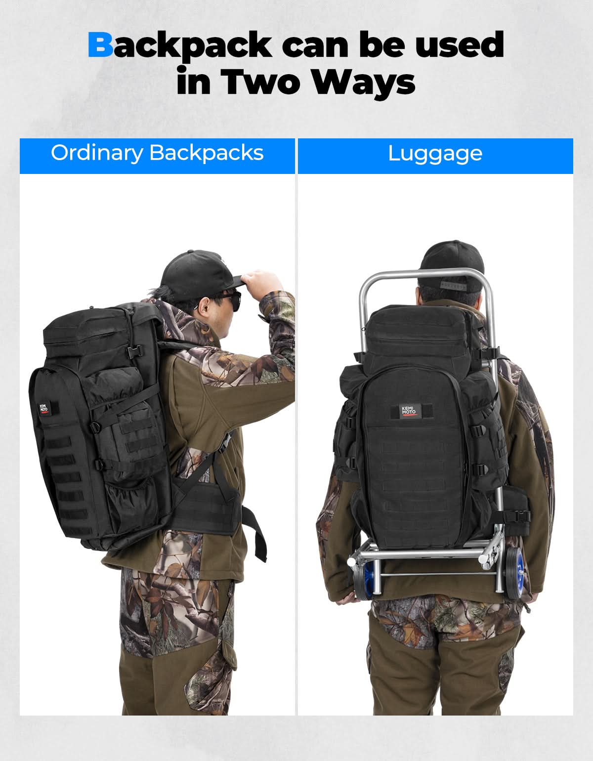 Large Capacity Travel Bag 70L for Hiking and Hunting
