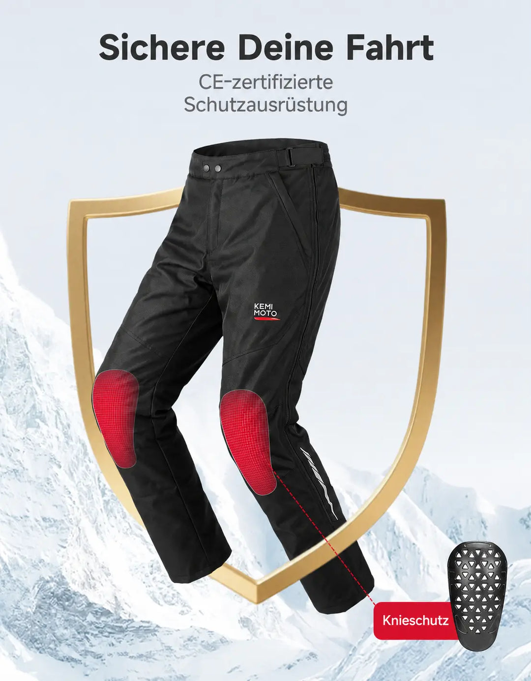 Winter Motorcycle Overpants with CE Protection and Full-Length Dual Zippers