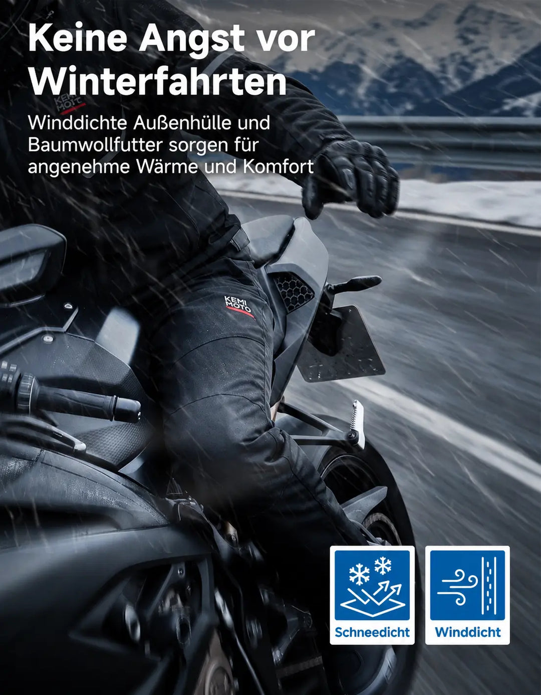 Winter Motorcycle Overpants with CE Protection and Full-Length Dual Zippers