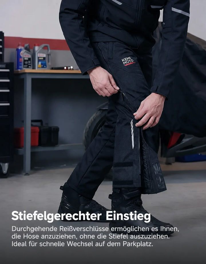 Winter Motorcycle Overpants with CE Protection and Full-Length Dual Zippers