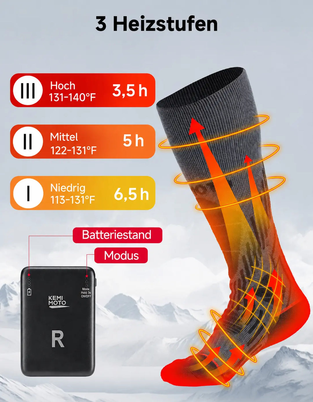 Men's and Women's Heated Socks with App Control and 3 Heat Settings