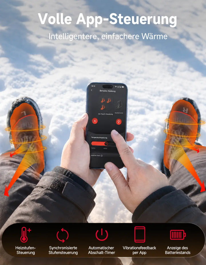 Men's and Women's Heated Socks with App Control and 3 Heat Settings