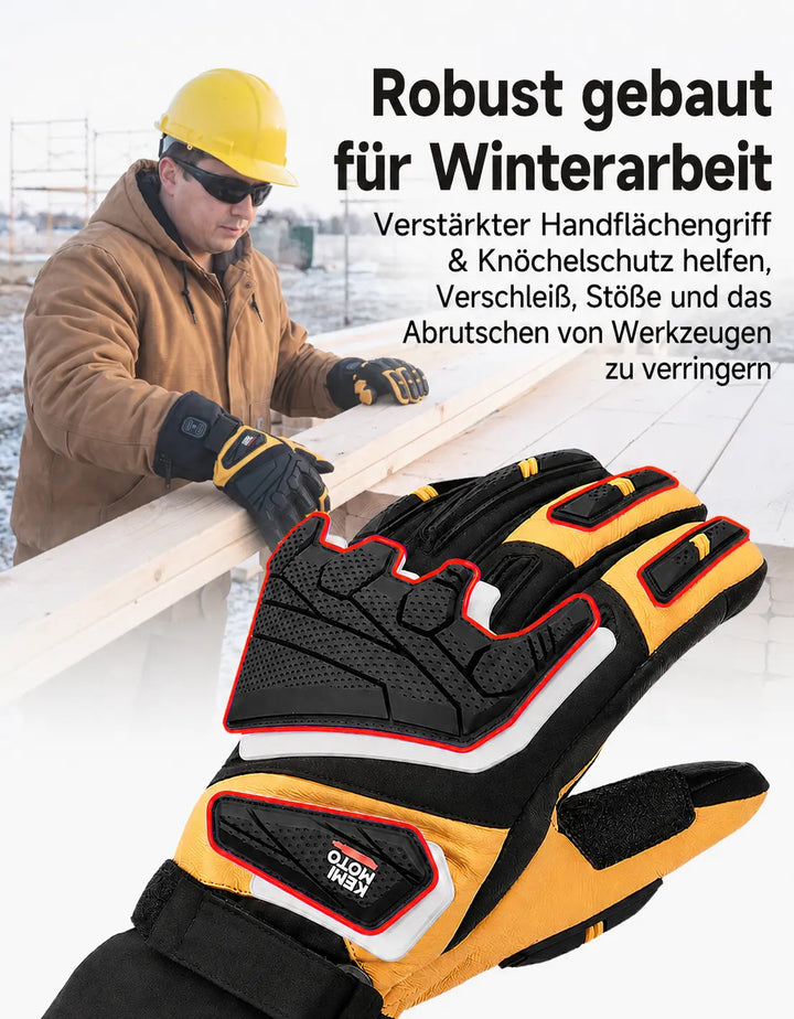 Heated Goatskin Leather Work Gloves with EN 388 Protection