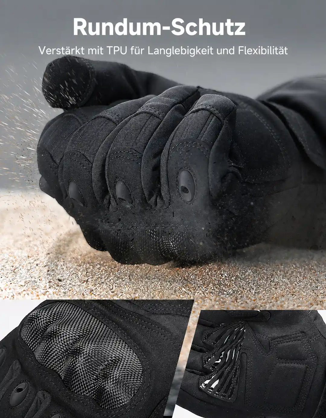 Heated Motorcycle Gloves with Dual-Zone Heating and Batteries