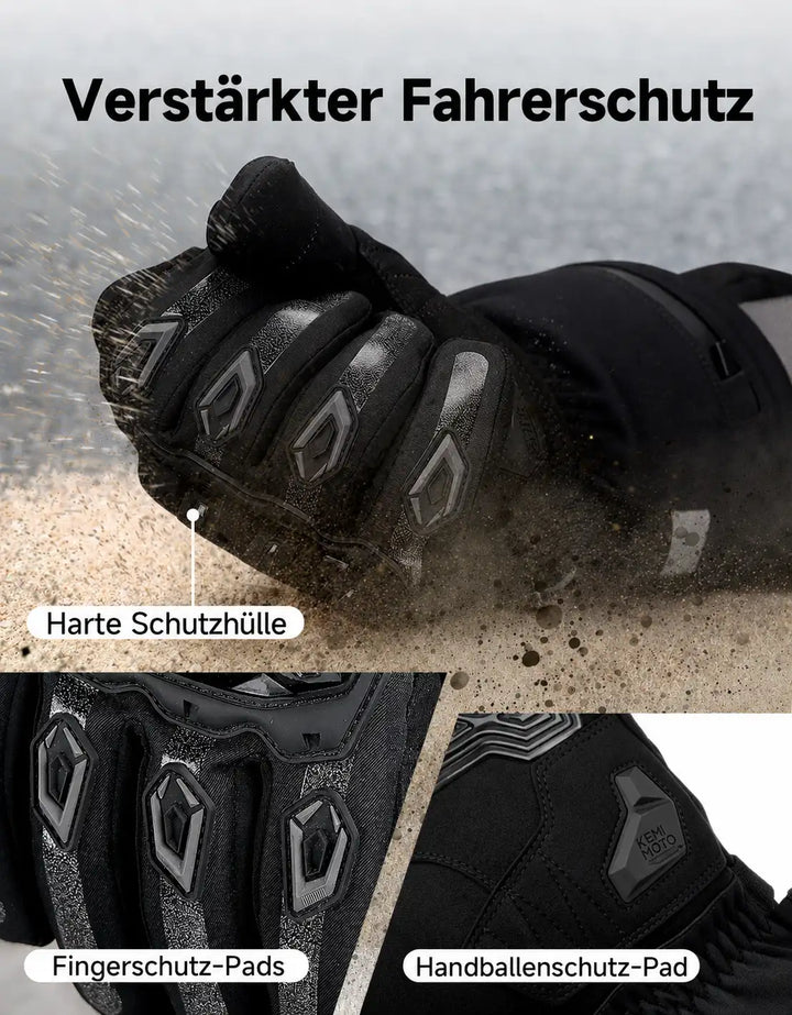Heated Motorcycle Gloves with Hybrid Power and Magnetic Connector