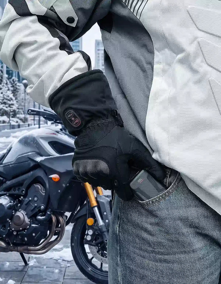 Heated Motorcycle Gloves with Dual-Zone Heating and Batteries