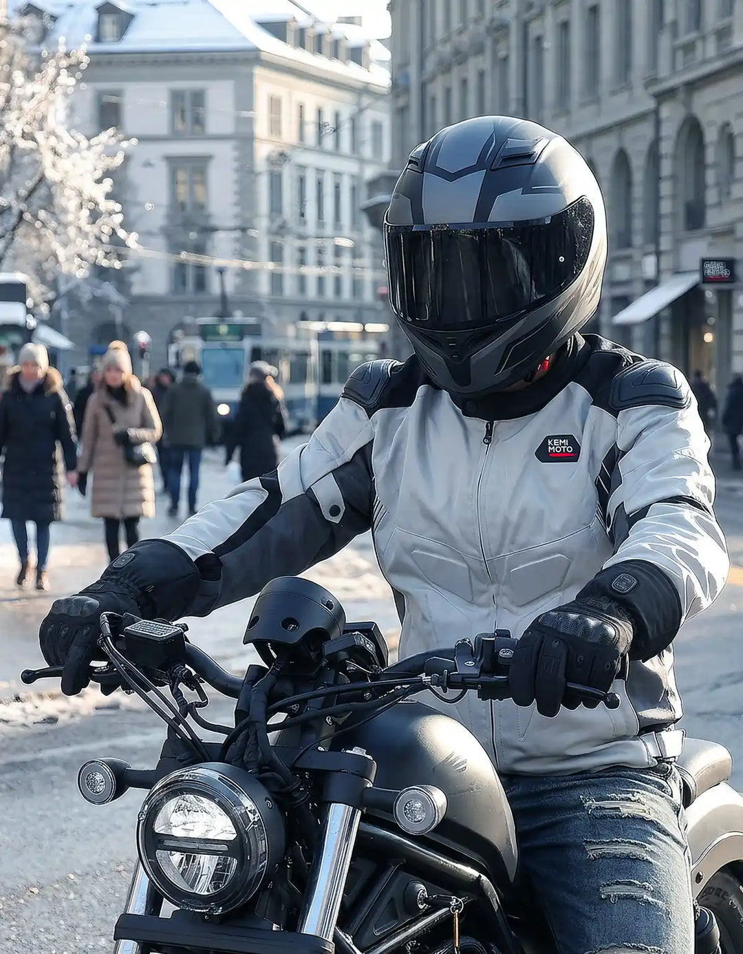 Heated Motorcycle Gloves with Dual-Zone Heating and Batteries