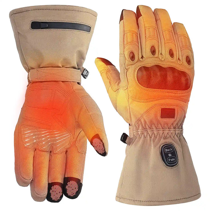 Heated Motorcycle Gloves with Dual-Zone Heating and Batteries