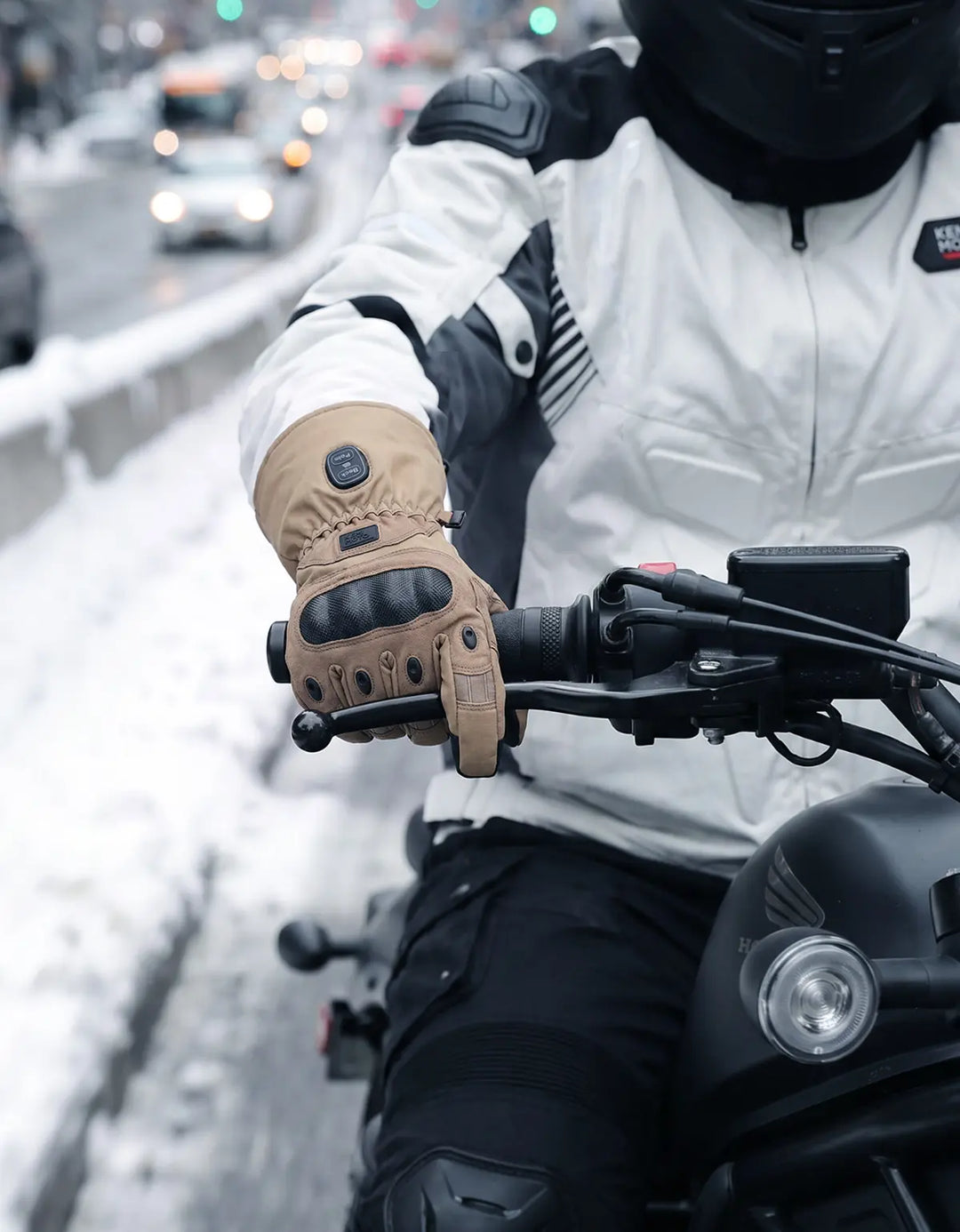 Heated Motorcycle Gloves with Dual-Zone Heating and Batteries