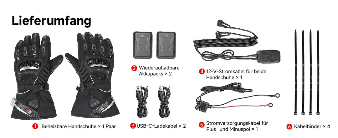 Heated Motorcycle Gloves with Hybrid Power and Magnetic Connector