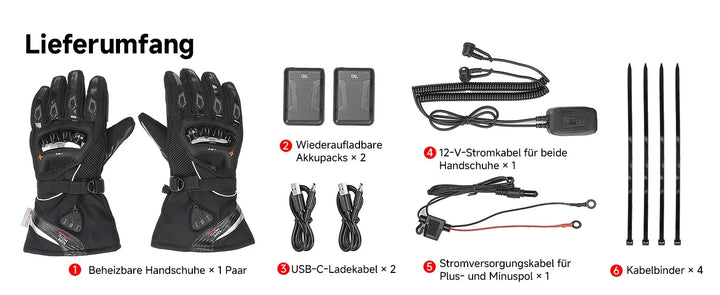 Heated Motorcycle Gloves with Hybrid Power and Magnetic Connector