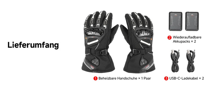 Heated Motorcycle Gloves with Hybrid Power and Magnetic Connector