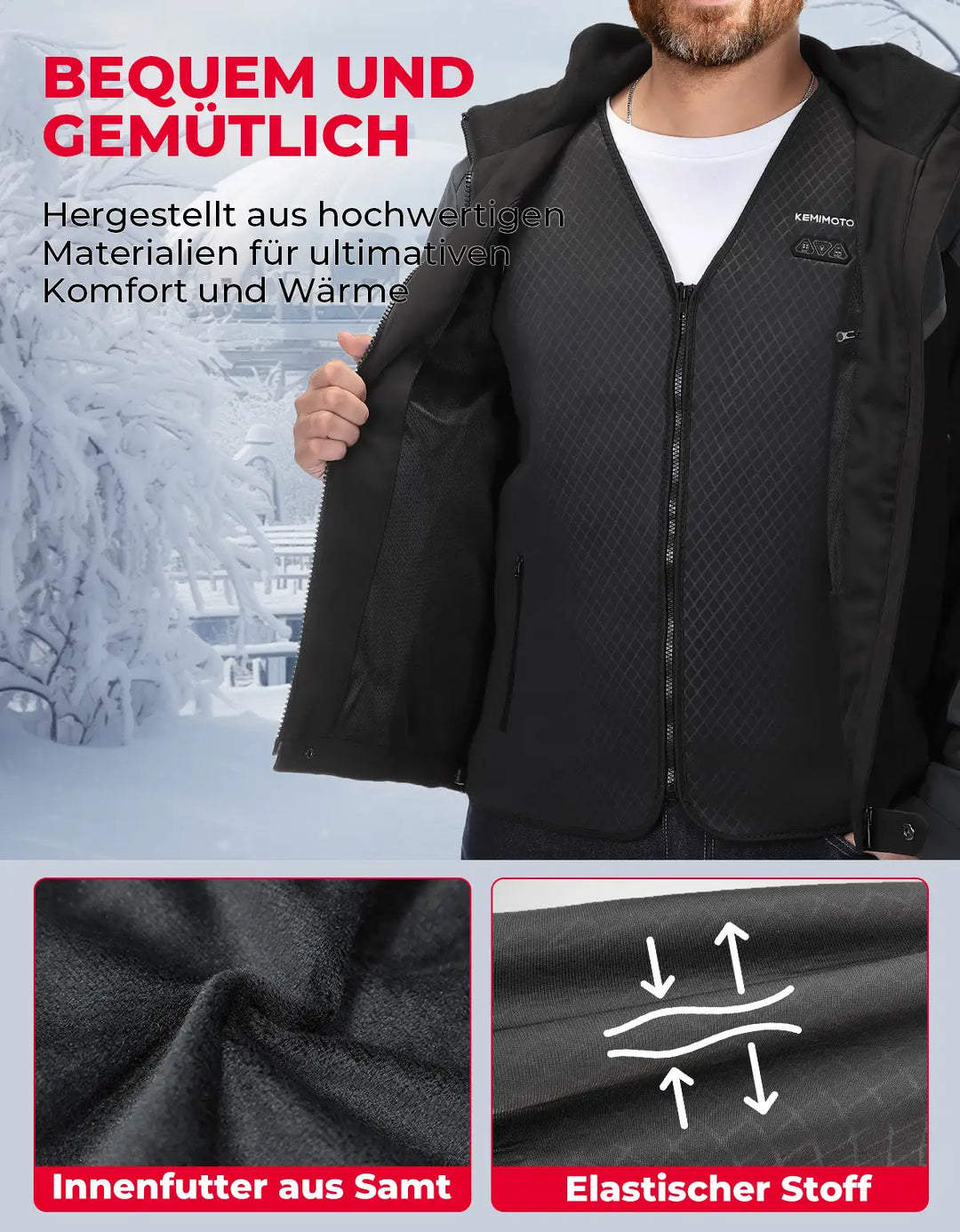 Men's Heated Vest with 6 Heating Zones, Battery & Dual-Zone Control