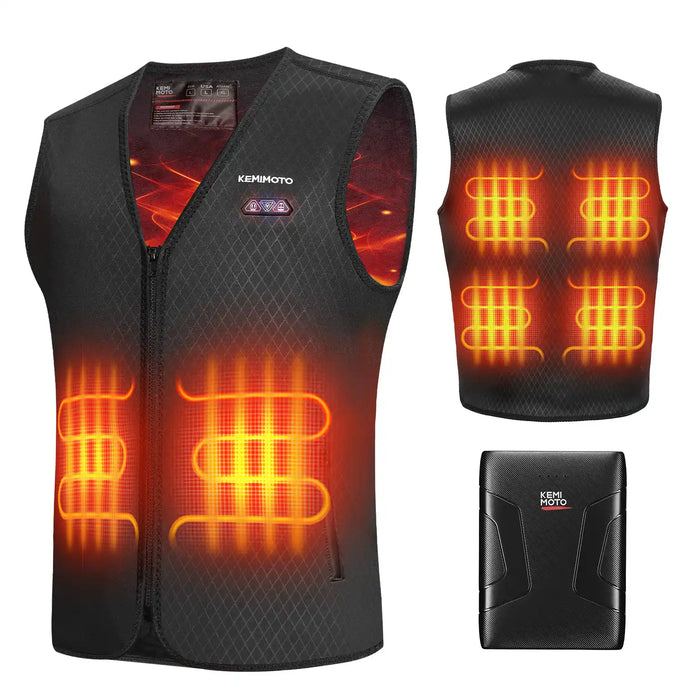 Men's Heated Vest with 6 Heating Zones, Battery & Dual-Zone Control