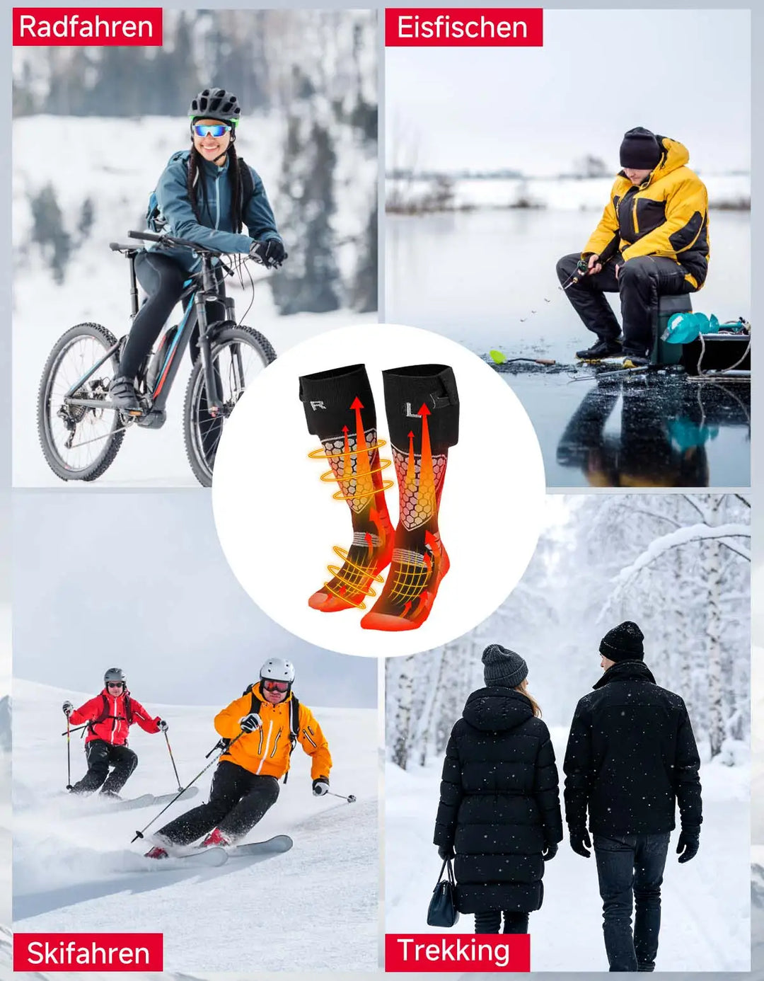 Men's and Women's Heated Socks with Full-Foot and Toe Heating