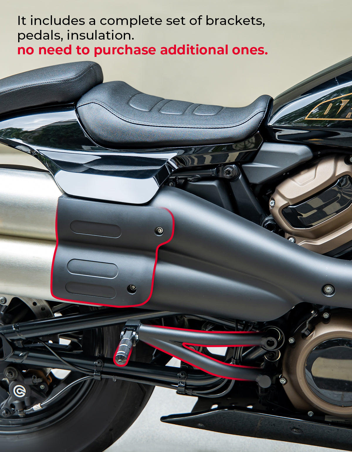 Passenger Footpeg Mount Kit Black for Sportster S 1250