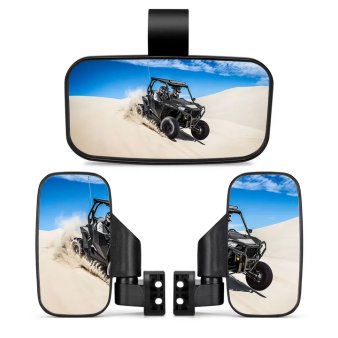 UTV Side Mirrors with Shatterproof Convex Glass for Polaris RZR Can-Am Maverick X3 Kawasaki Teryx Mule Pioneer, 1.5"-2" Roll Cage