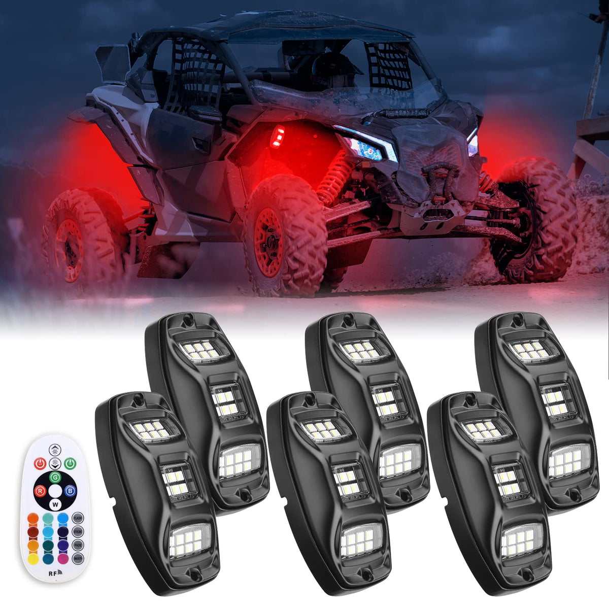 Universal 8 Pods RGB Rock Light Kit for UTV ATV Jeep Truck SUV Car