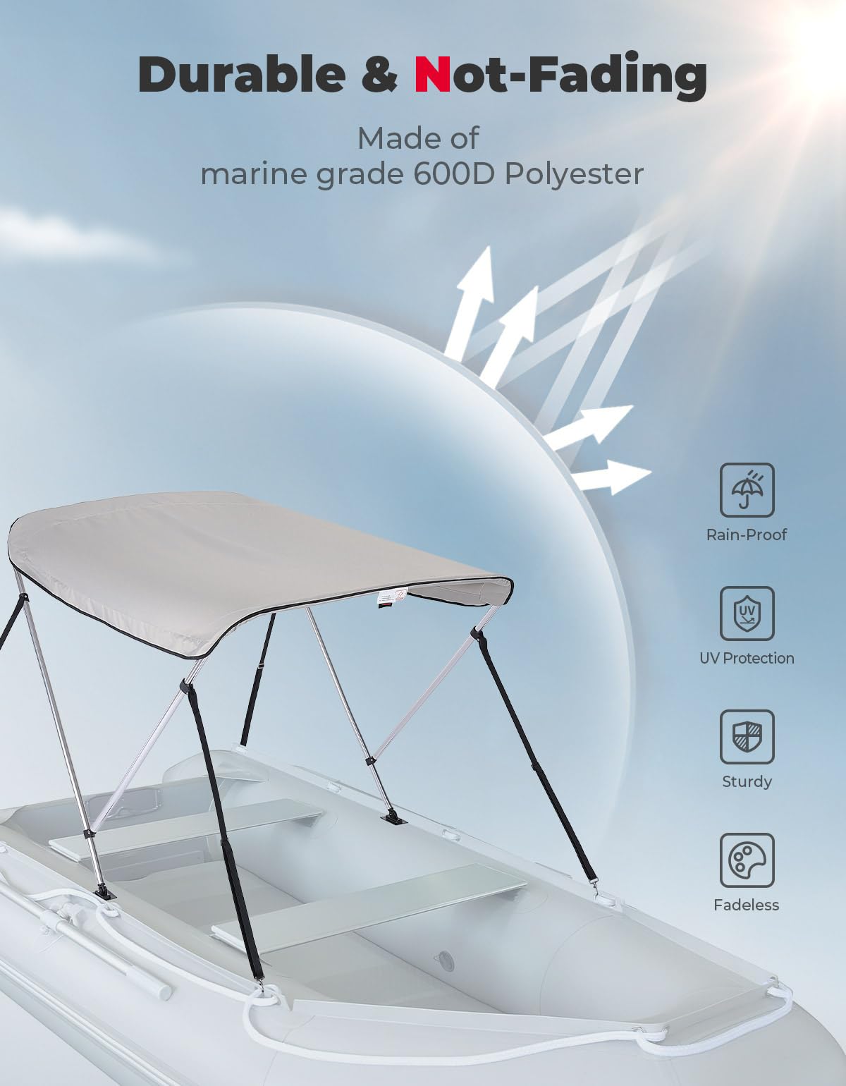 2 Bow Bimini Top Foldable 47''-55'' Width