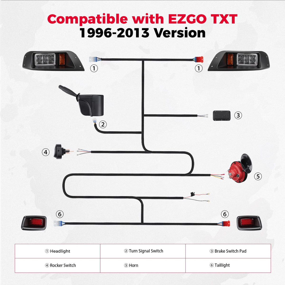 Golf Cart LED Full Light Kit with Turn Signal Switch for EZGO TXT 1996-2013