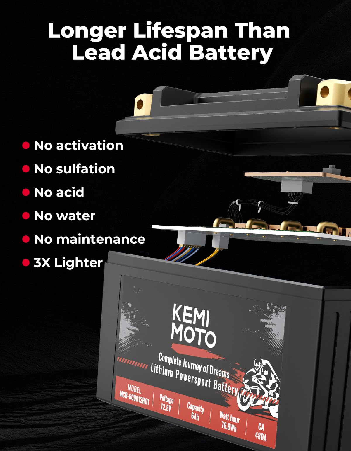 12v 6Ah LiFePO4  Lithium Battery for Motorcycle/ Lawn Mower /ATV/ UTV