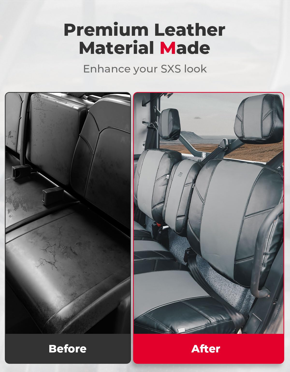 Split Bench Seat Covers Leather for Can Am Defender HD10|9|8|7