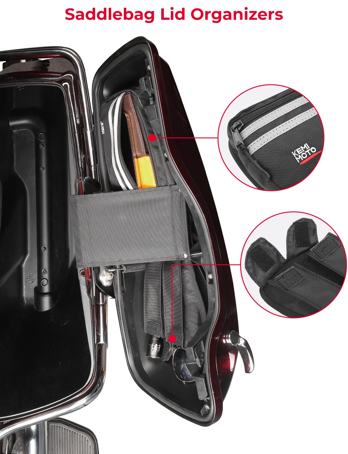 Saddlebag Lid Organizers 2 Pack for Touring Street Glide Road King