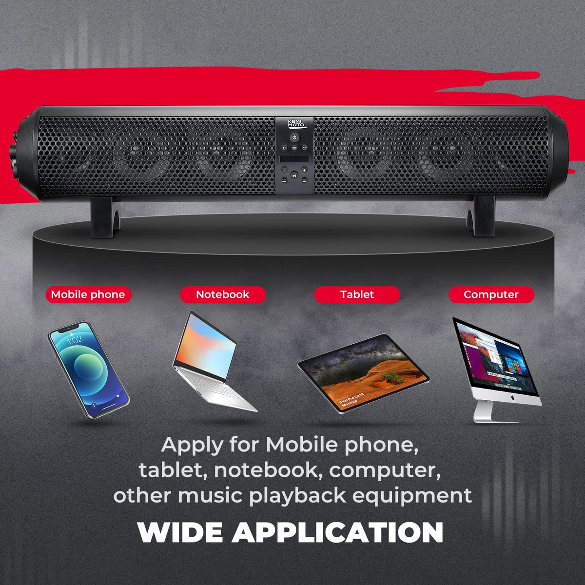 6 Speaker 28" UTV Bluetooth Sound Bar for Boats