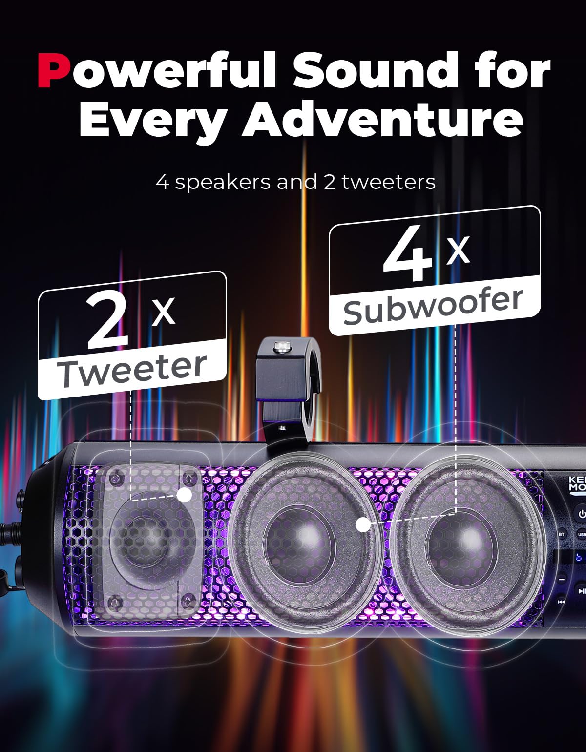 28 Inch RGB Bluetooth Soundbar for Golf Carts