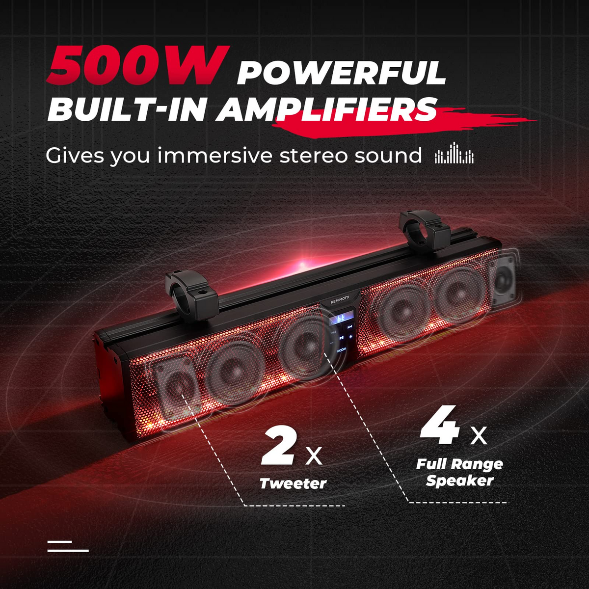 6 Speaker 26 Inch RGB Bluetooth Sound Bar for Boats