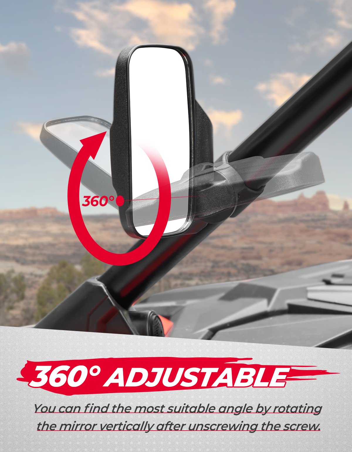 UTV 1.75"-2" Side View High Impact Convex Mirror for Can-am/Mule/Ranger/RZR