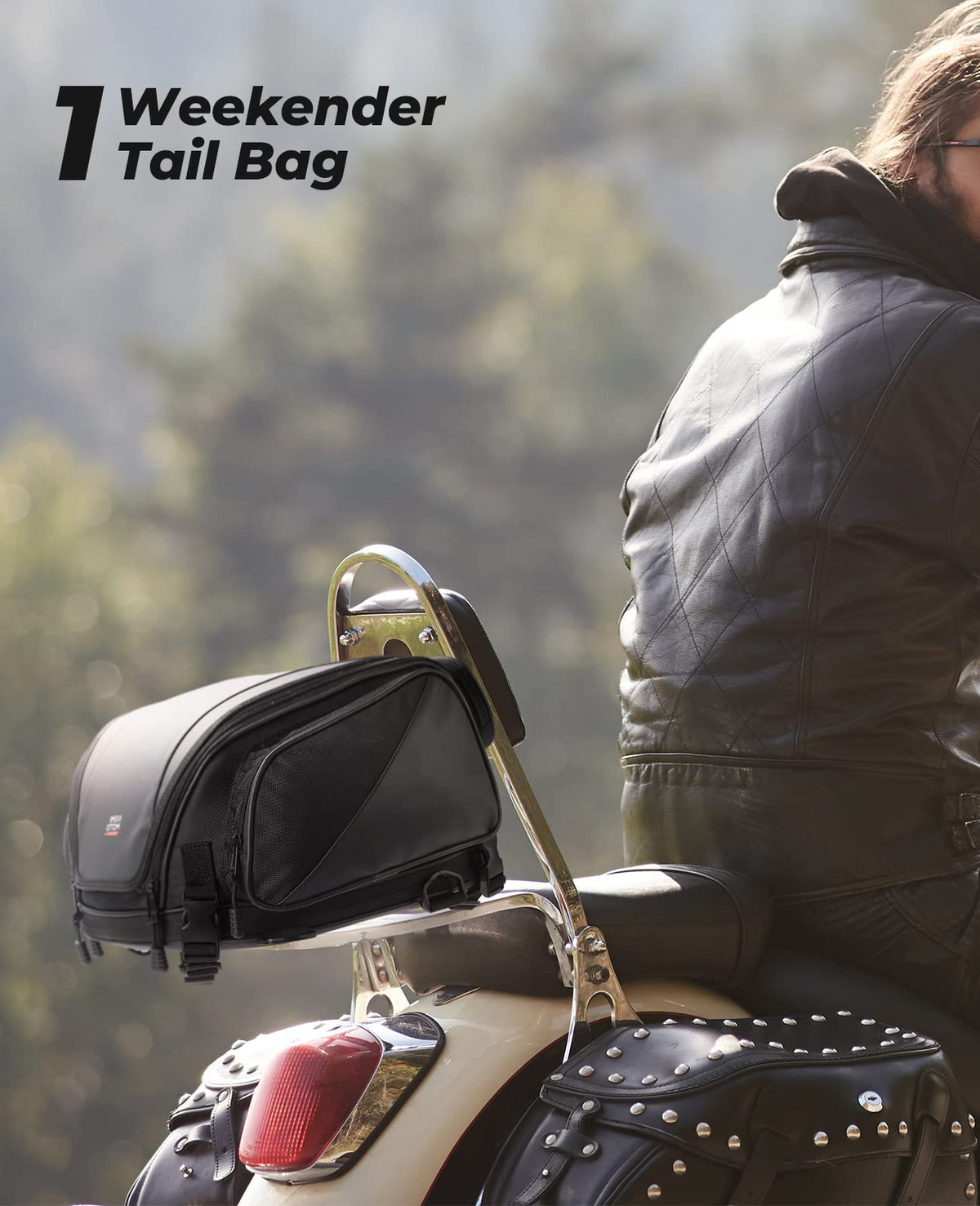 Motorcycle Tail Bag Expandable Sissy bar Bag 22L for Sportster Softail Dyna Touring