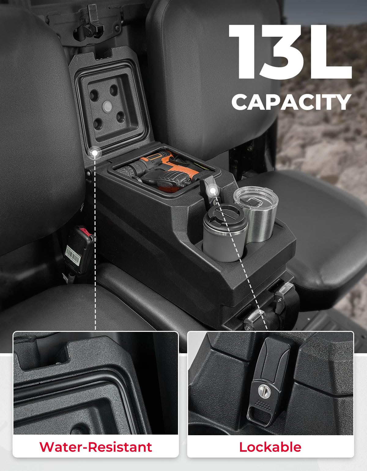 Bench Seat Console Armrest Box for Can-Am Defender HD10|9|8|7|5