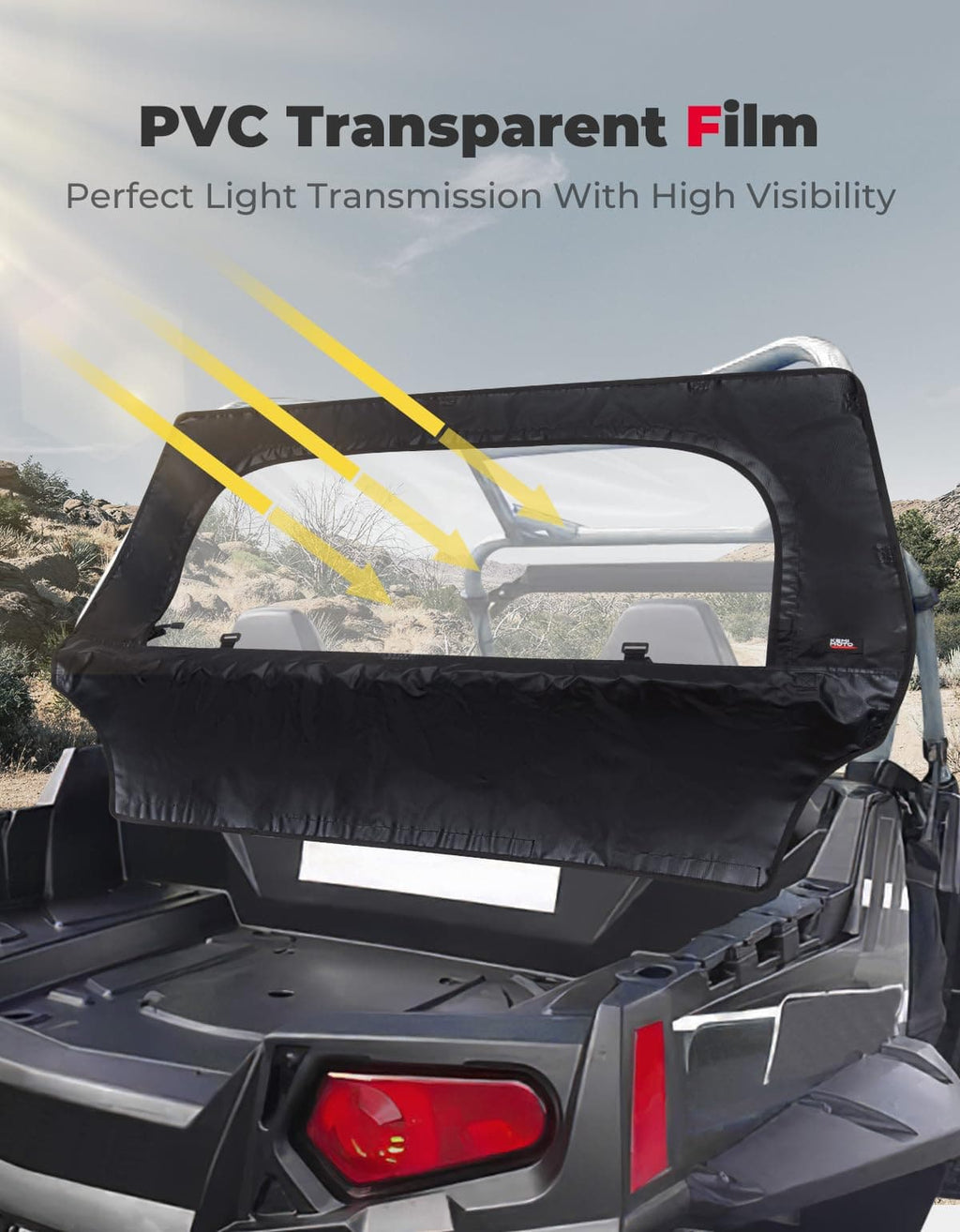 UTV Rear Windshield with Zipper for Polaris RZR 570, RZR Trail 570, 800, S 800, 900