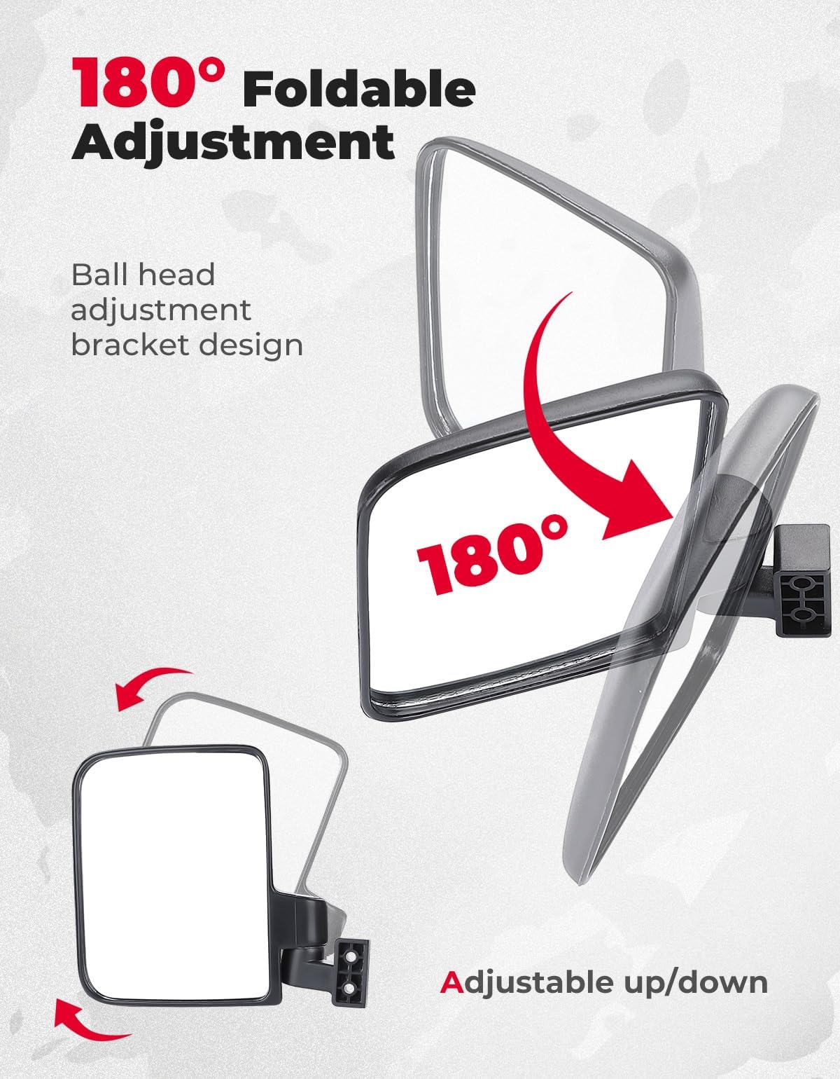 No-Drill Golf Cart Side Mirrors for EZGO, Club Car, Drive2, ICON