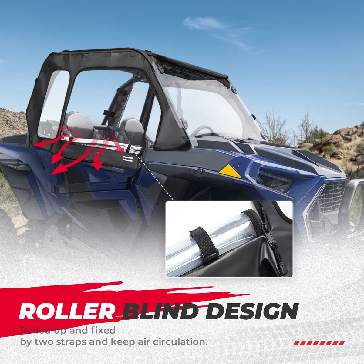 2 Soft Upper Doors & Side Mirrors for Polaris RZR XP 1000/Turbo