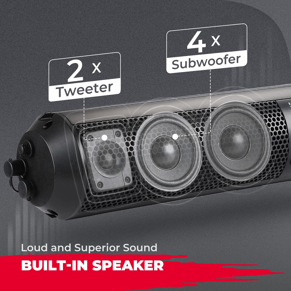 6 Speaker 28" UTV Bluetooth Sound Bar for Golf Carts