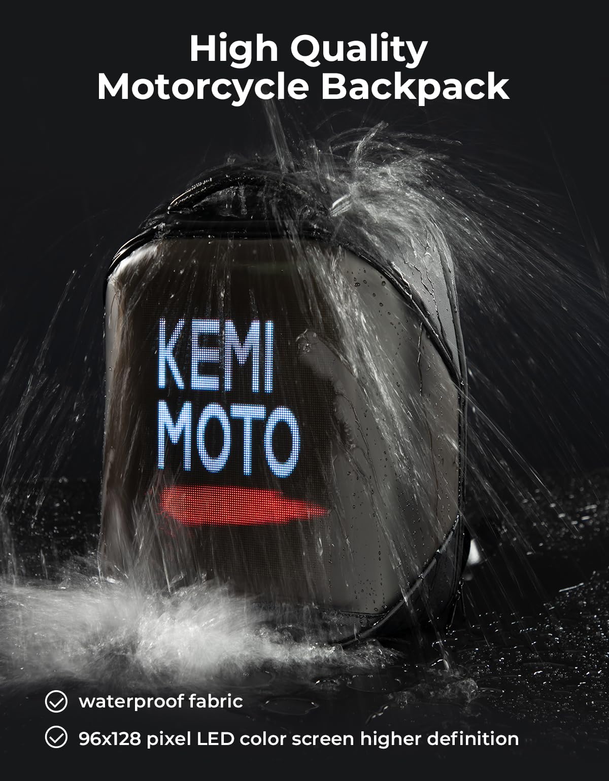 LED Backpack with DIY Programming for Motorcycle Travel and Camping