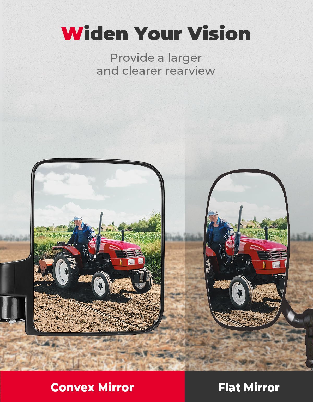 114Lbs Magnetic Side Mirrors for Tractors, Lawn Mover, UTV, ATV (1 pair)