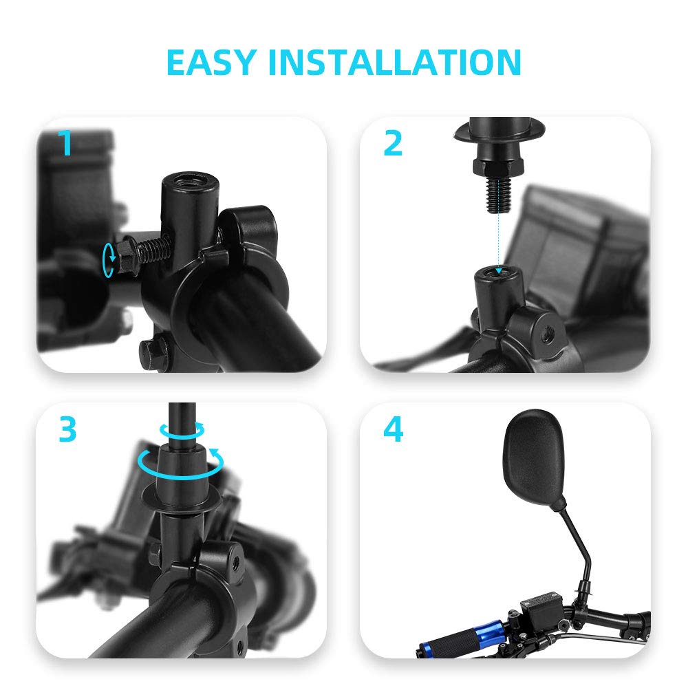 8MM ATV/Bike Rear View Mirrors for Snowmobile Scooter Sportsman