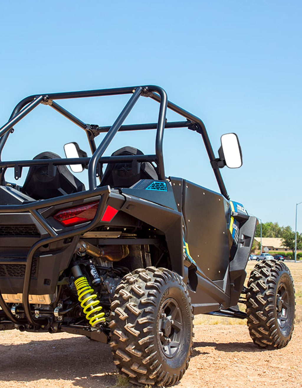 UTV Side Mirrors with Shatterproof Convex Glass for Polaris RZR Can-Am Maverick X3 Kawasaki Teryx Mule Pioneer, 1.5"-2" Roll Cage